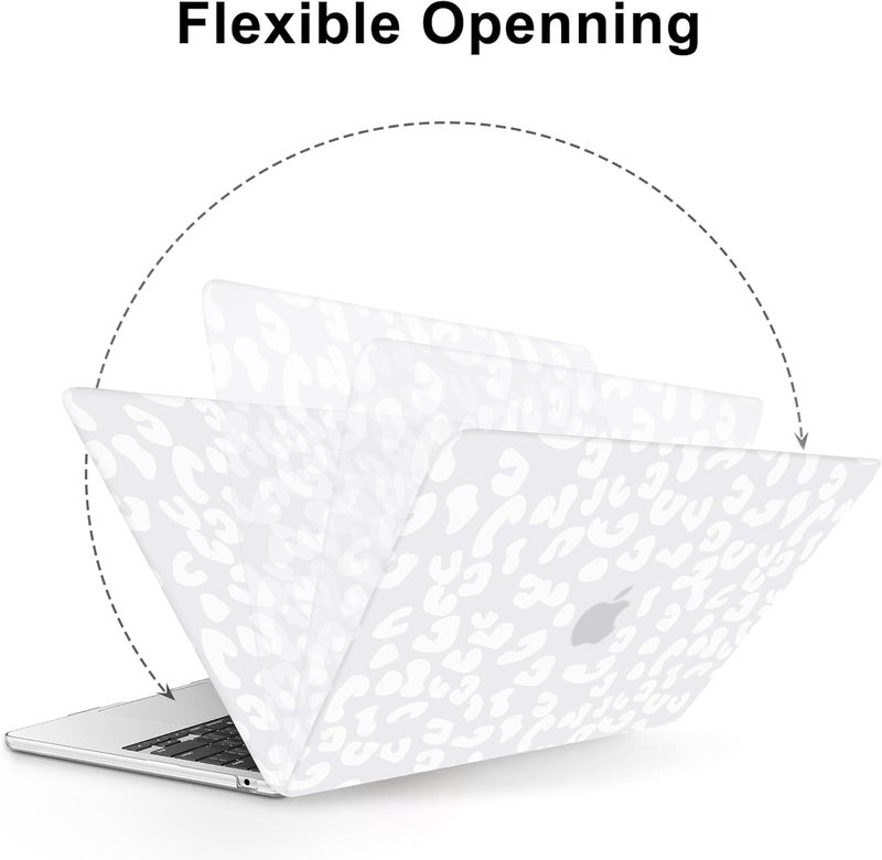 AKIT Compatible with MacBook Air 13 inch Case 2026 2025 2024-2022 M4 M3 M2 A3240 A3113 A2681, Unique Hard Shell Laptop Case+Screen Protector+Keyboard Cover for MacBook Air 13.6 inch, White Leopard - Image 5